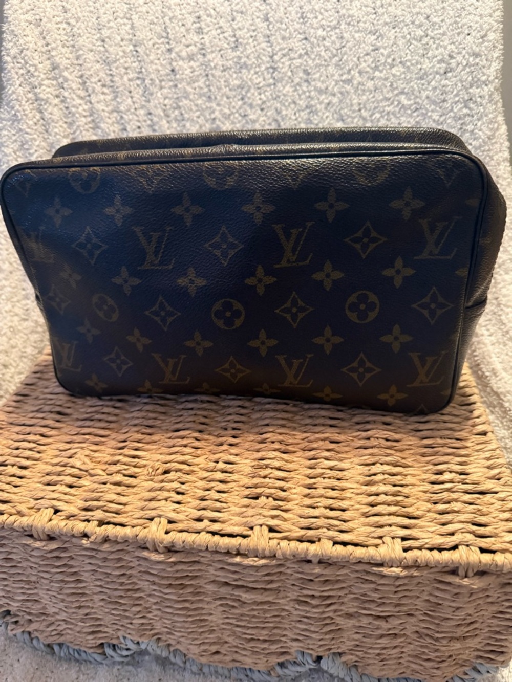 Louis Vuitton Dark Brown Monogram Leather Toiletry Pouch